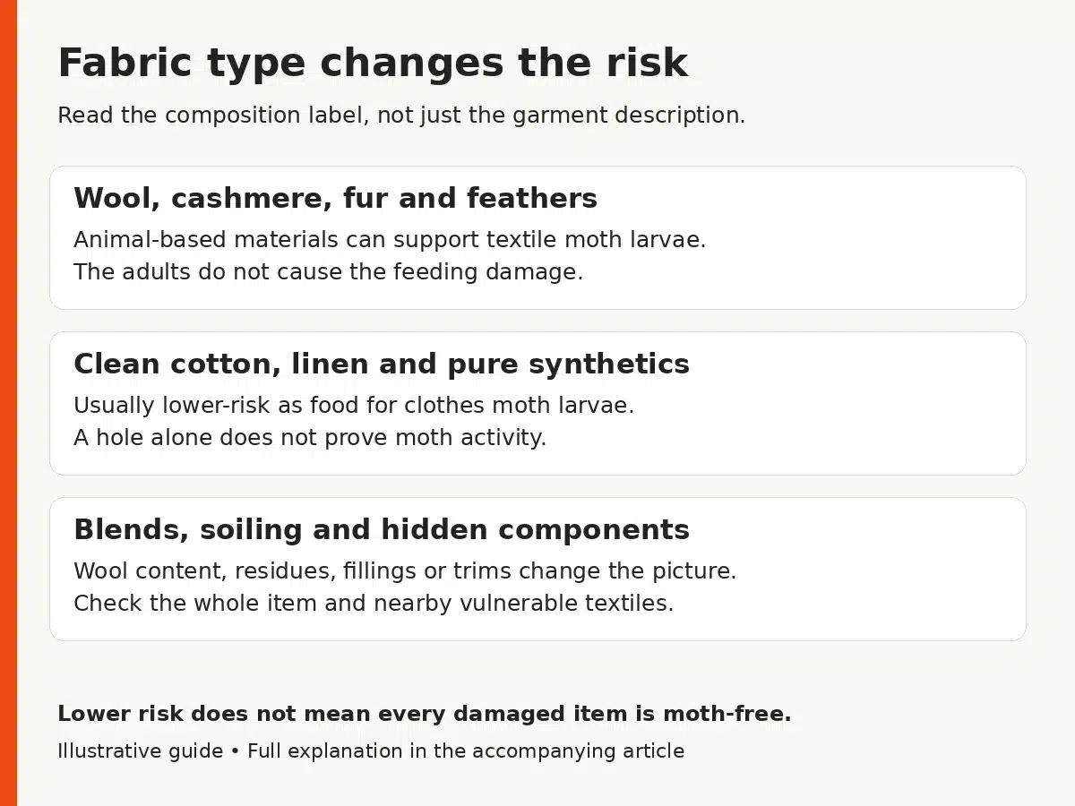 Comparison of animal fibres, clean plant and synthetic fibres, and blends or soiled textiles